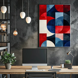 Geometric Shapes In Patriotic Abstract Art Modern Poster