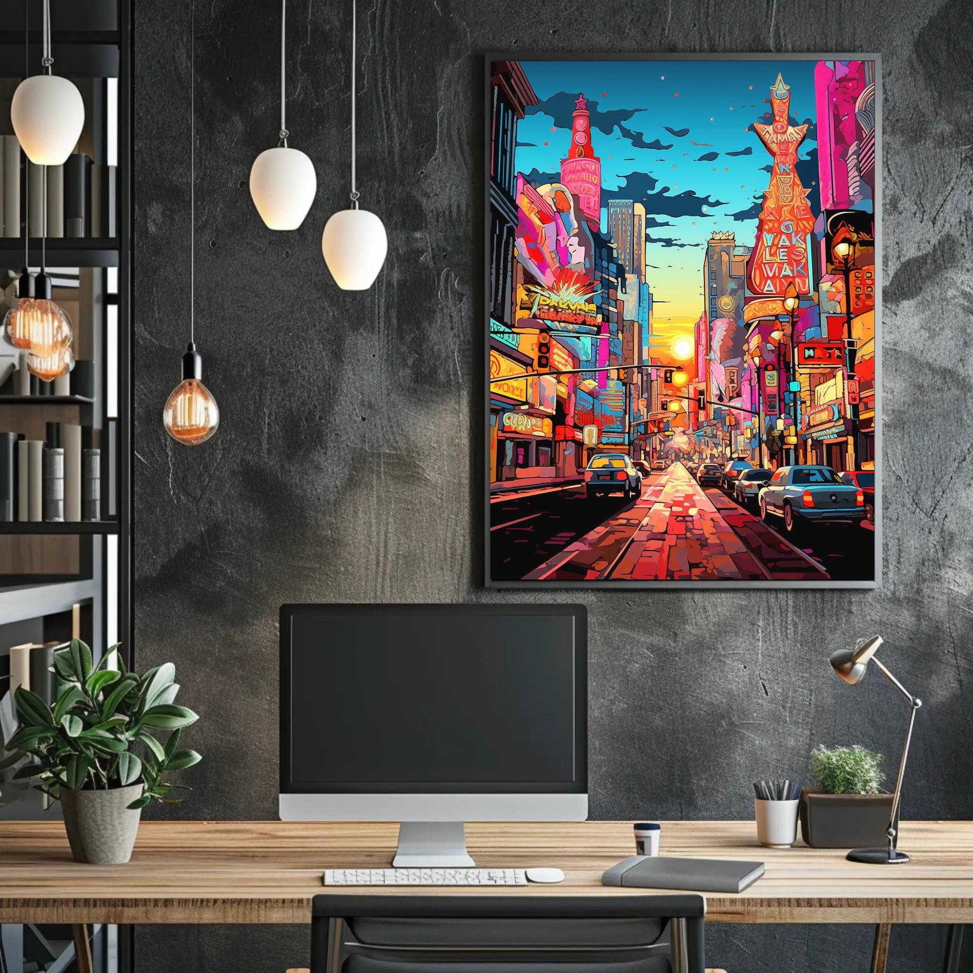 Vibrant Times Square Urban Scene Poster Modern Wall Art