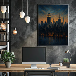 New York City Skyline Poster Impressionist Wall Art