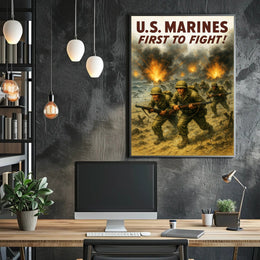 U.S. Marines First to Fight Poster PosterGoat
