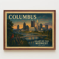Columbus Skyline Dusk Poster Wall Art