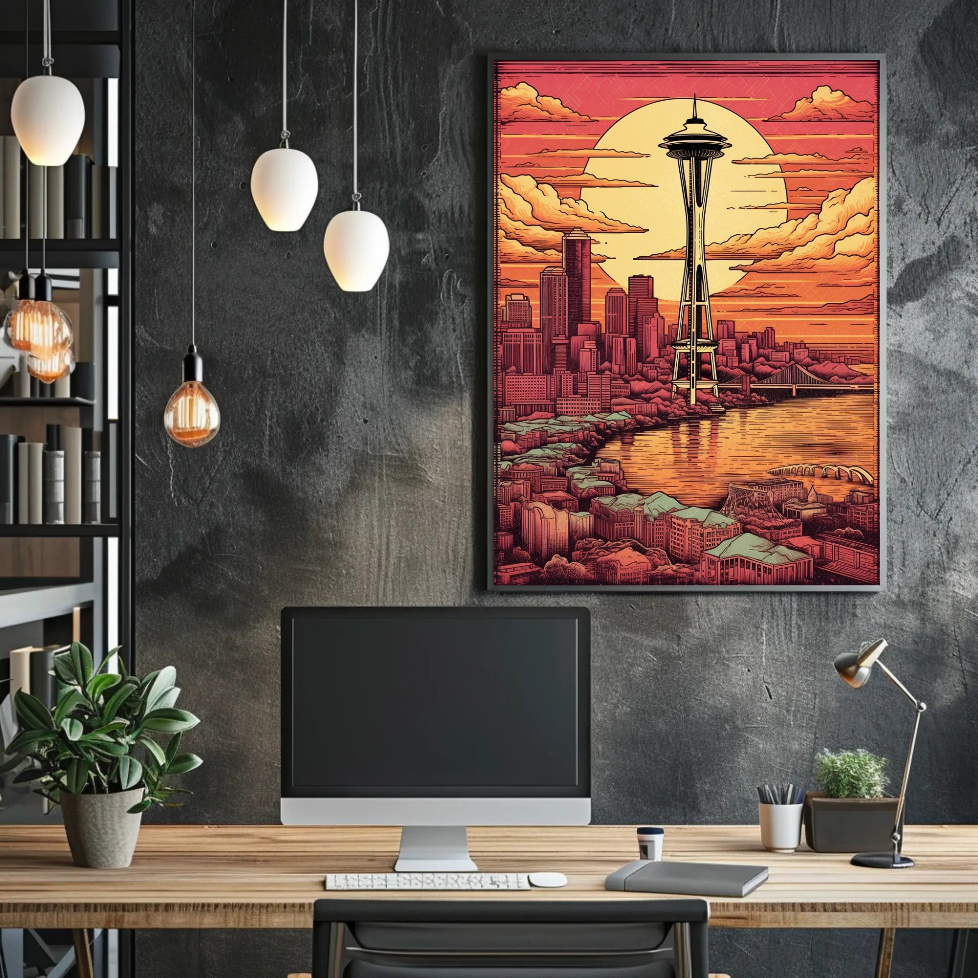 Sunset Over Seattle Poster