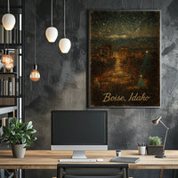 Winter Night In Boise, Idaho Poster