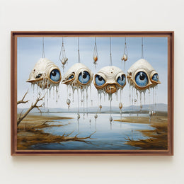 Surreal Floating Eyes Artistic Poster