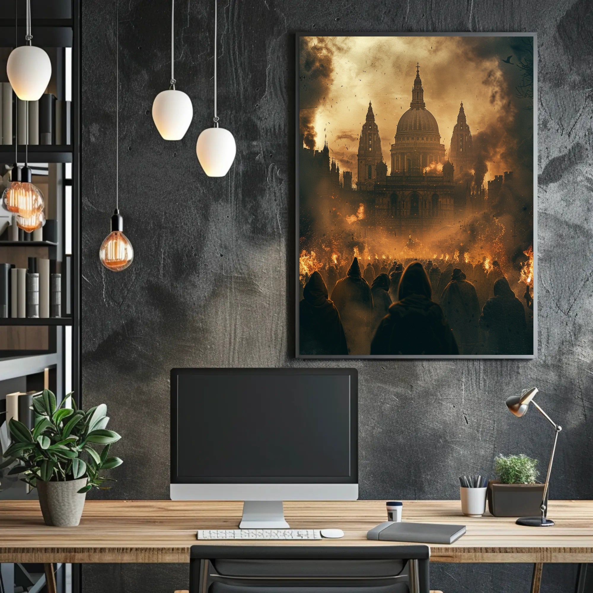 Futuristic Dystopian Cityscape Poster: Surreal Sci-Fi Art PosterGoat