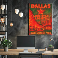 Dallas Lone Star Lights Cityscape Night View Poster