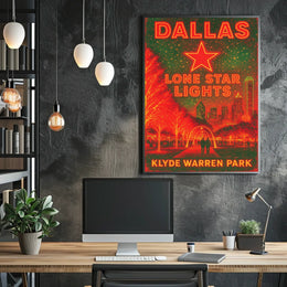 Dallas Lone Star Lights Cityscape Night View Poster