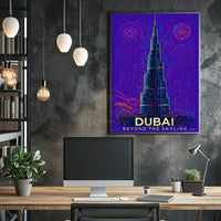 Dubai Skyline Burj Khalifa Futuristic Sci-Fi Poster