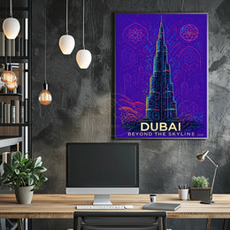 Dubai Skyline Burj Khalifa Futuristic Sci-Fi Poster