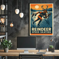 Reindeer Speed Skating Poster