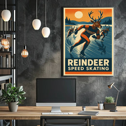 Reindeer Speed Skating Poster