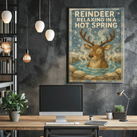 Whimsical Reindeer Hot Spring Winter Wonderland Poster
