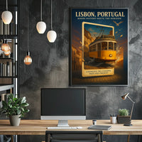 Lisbon Tram Vintage Artistic Cultural Heritage Poster