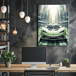 Futuristic Car in Advanced Urban Setting Sci-Fi Poster