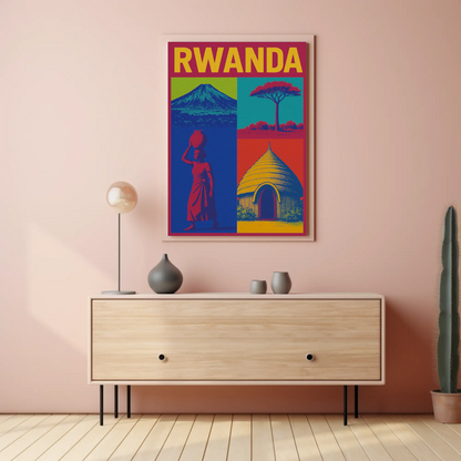 Rwanda Pop Art Iconic Scenes Poster Travel