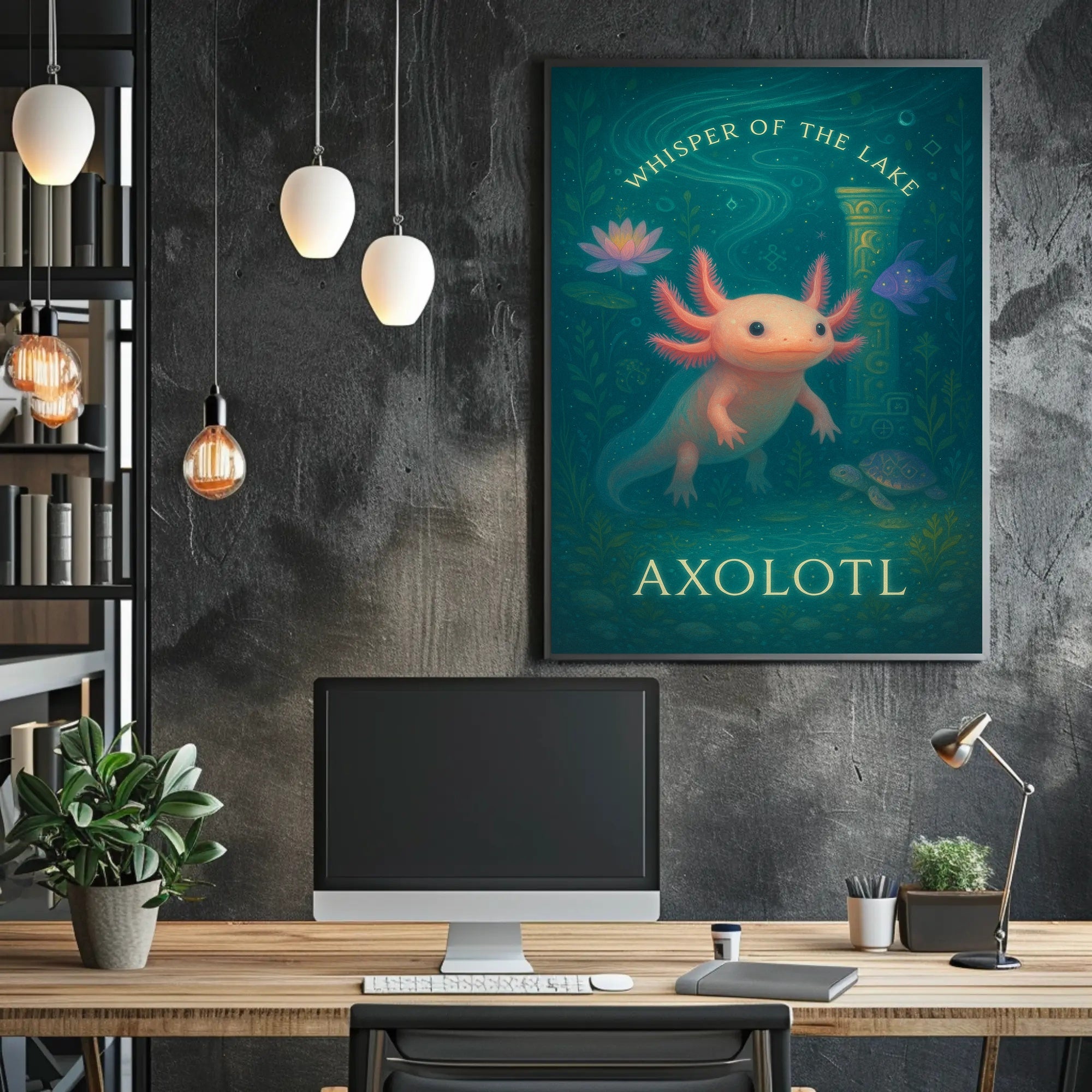 Axolotl Whimsical Poster Whisper Of The Lake Print