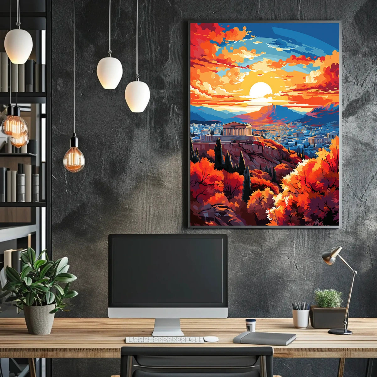 Ancient Greece Sunset Landscape Cultural or Heritage Poster