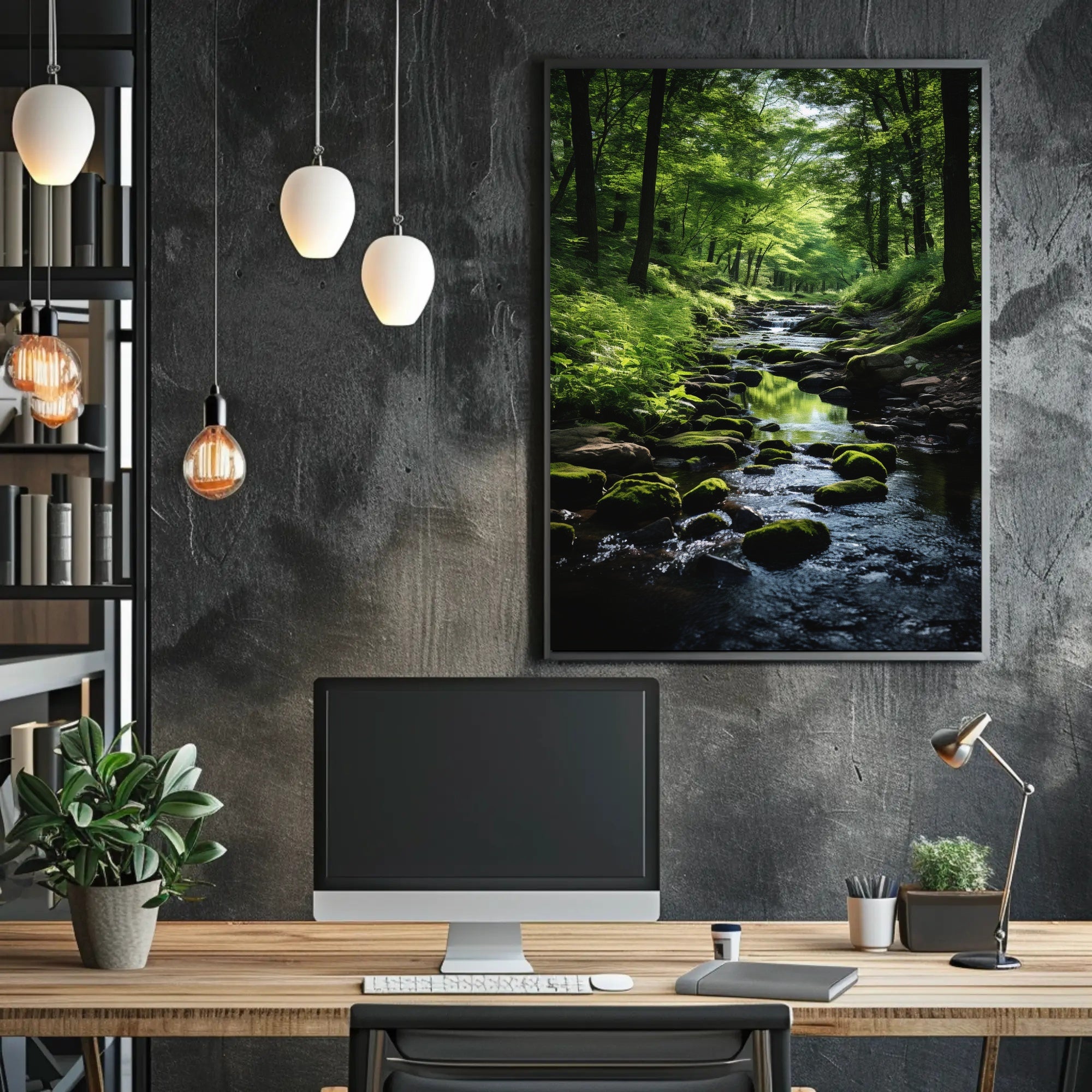 Tranquil Forest Stream Artistic Nature Poster