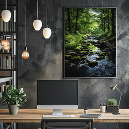 Tranquil Forest Stream Artistic Nature Poster