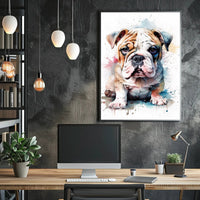 Bulldog Watercolor Portrait Poster Wall Art