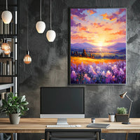 Vibrant Sunset Over Fields Poster