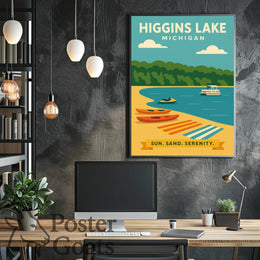 Higgins Lake Michigan Travel Poster