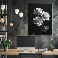 Elegant Black and White Rose Art Poster PosterGoat