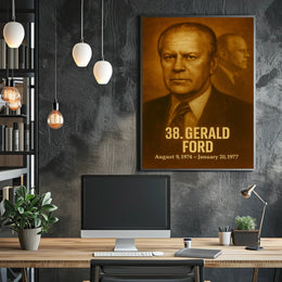 Gerald Ford Poster Vintage Analog Film Aesthetic Presidential Portrait Wall Art Historical Print