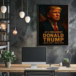 Trump Visionary Leader Patriotic Oil Painting Poster