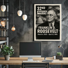 Franklin D. Roosevelt 32nd President of the United States Digital Montaje Poster