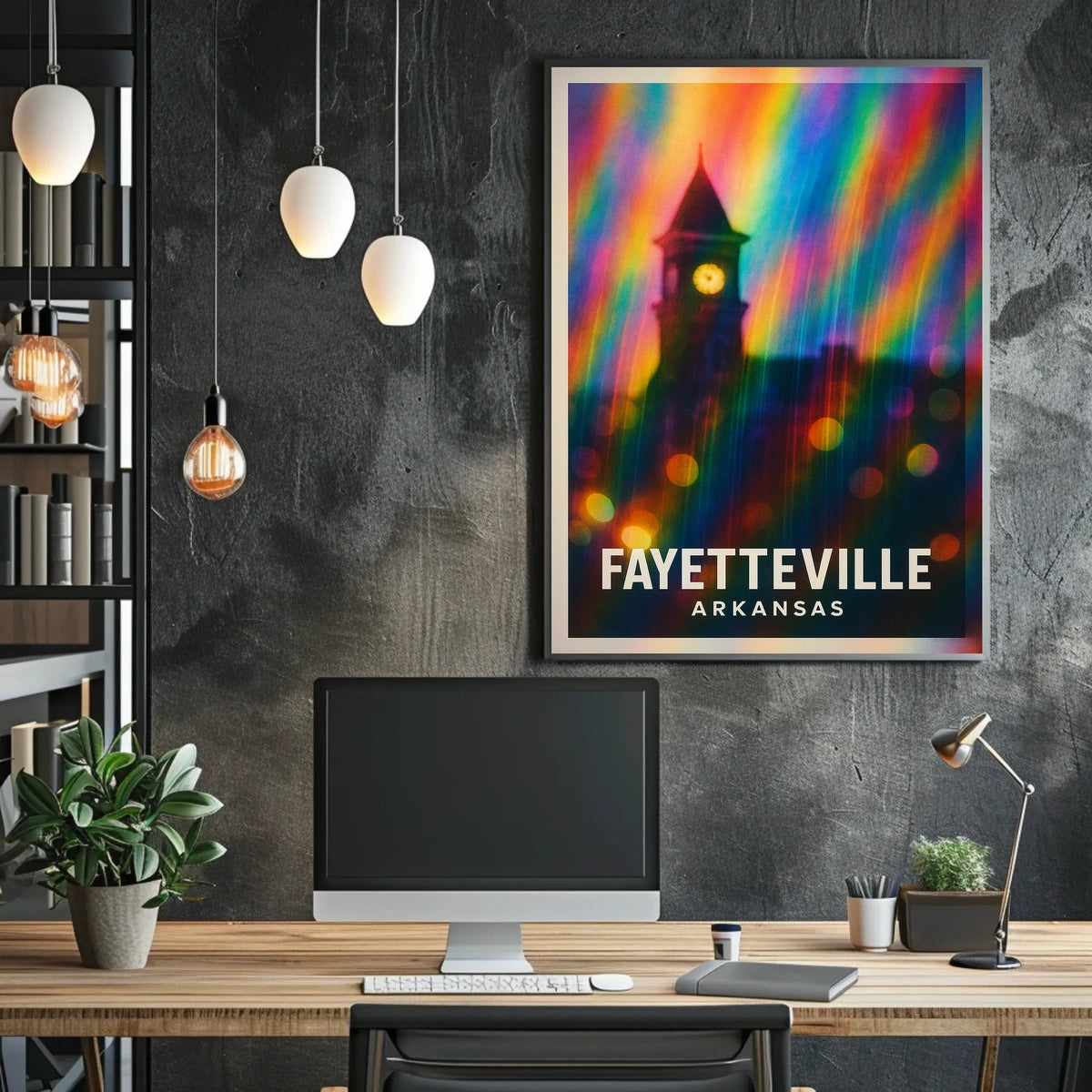 Fayetteville Arkansas Scenic Travel Minimalist Digital Painting Wanderlust Home Decor Poster
