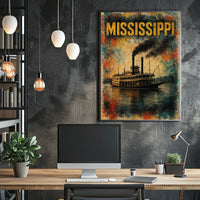 Mississippi Steamboat Journey Poster