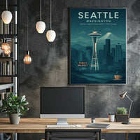 Seattle Space Needle Skyline Travel Poster PosterGoat