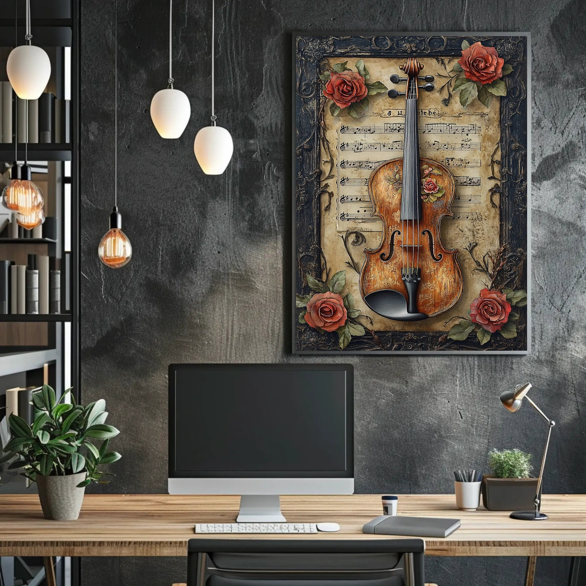 Vintage Violin and Roses Cultural or Heritage Poster