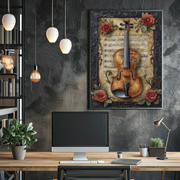 Vintage Violin and Roses Cultural or Heritage Poster
