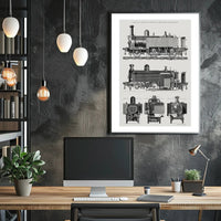 Vintage Locomotive Blueprint Poster PosterGoat