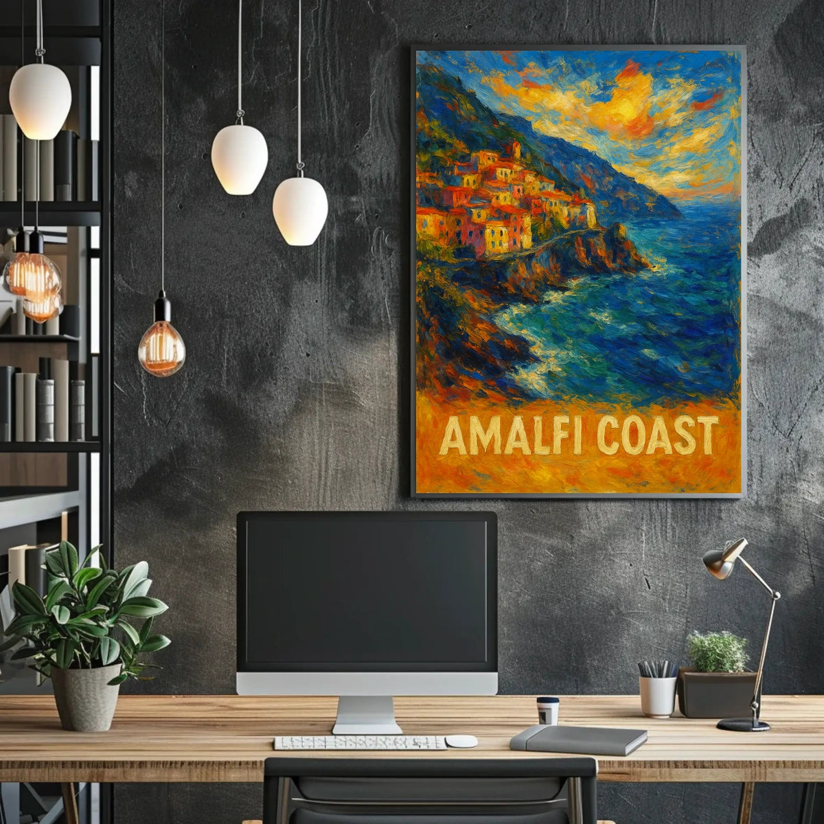 Amalfi Coast Poster Wall Art Scenic Coastal Print Decor