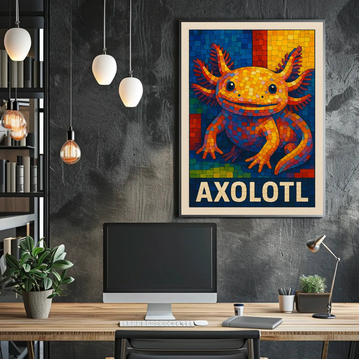 Axolotl Mosaic Art Poster