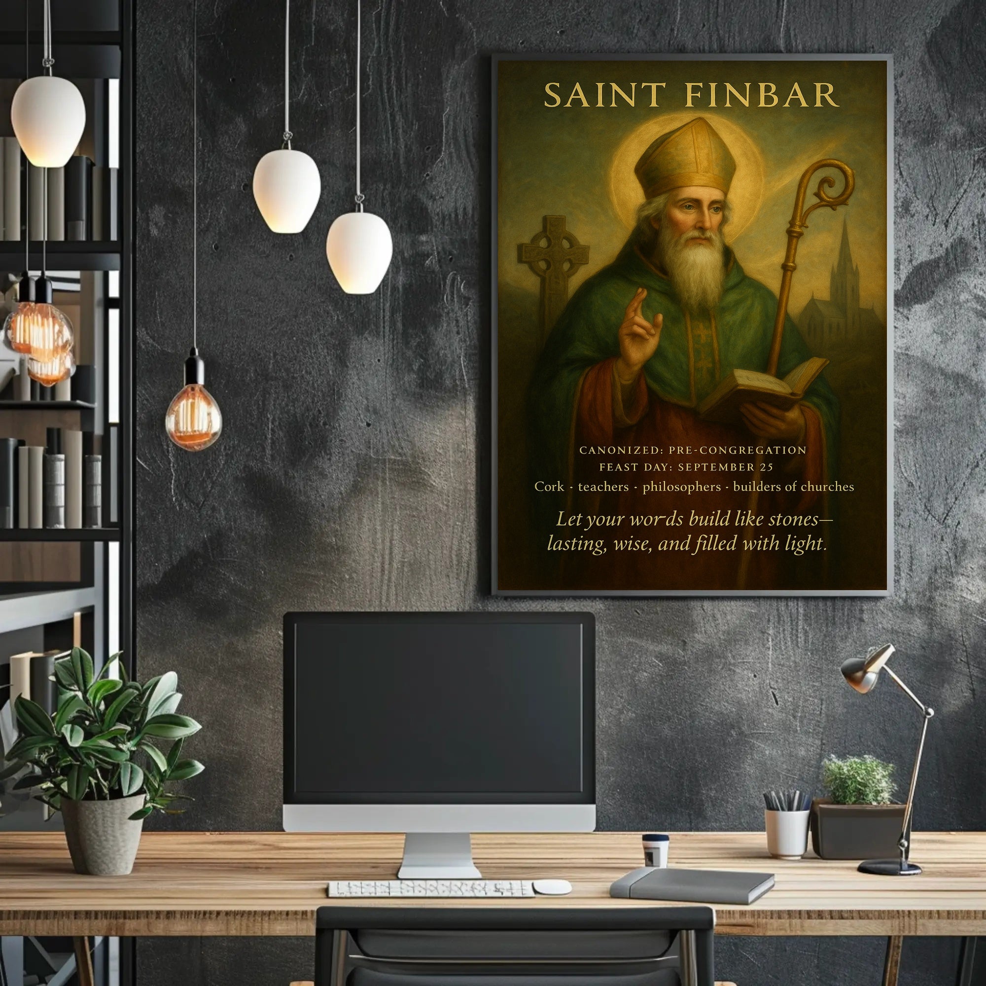 Saint Finbar Vintage Art Religious Cultural or Heritage Poster