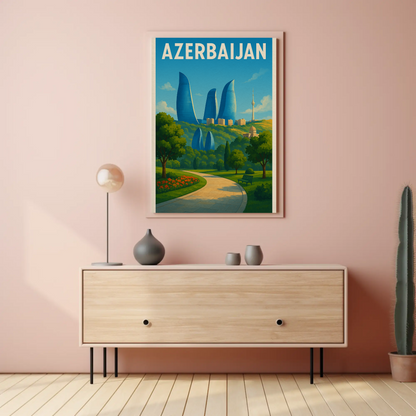 Majestic Azerbaijan Cityscape, Landmarks and Culture Travel Poster