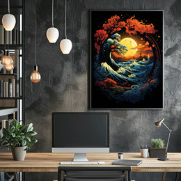 Mystical Moonlit Landscape with Celestial Harmony Poster