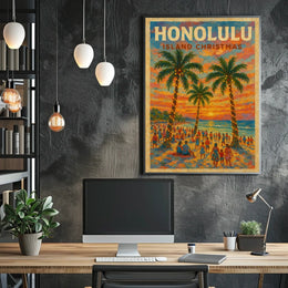 Honolulu Island Christmas Poster