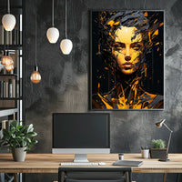 Dynamic Abstract Portrait: Explosive Modern Art Poster