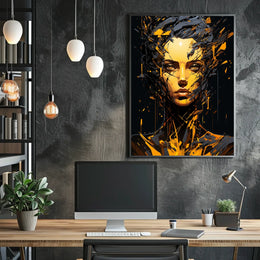 Dynamic Abstract Portrait: Explosive Modern Art Poster