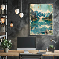 Tranquil Mountain Lake Travel Poster Minimalist