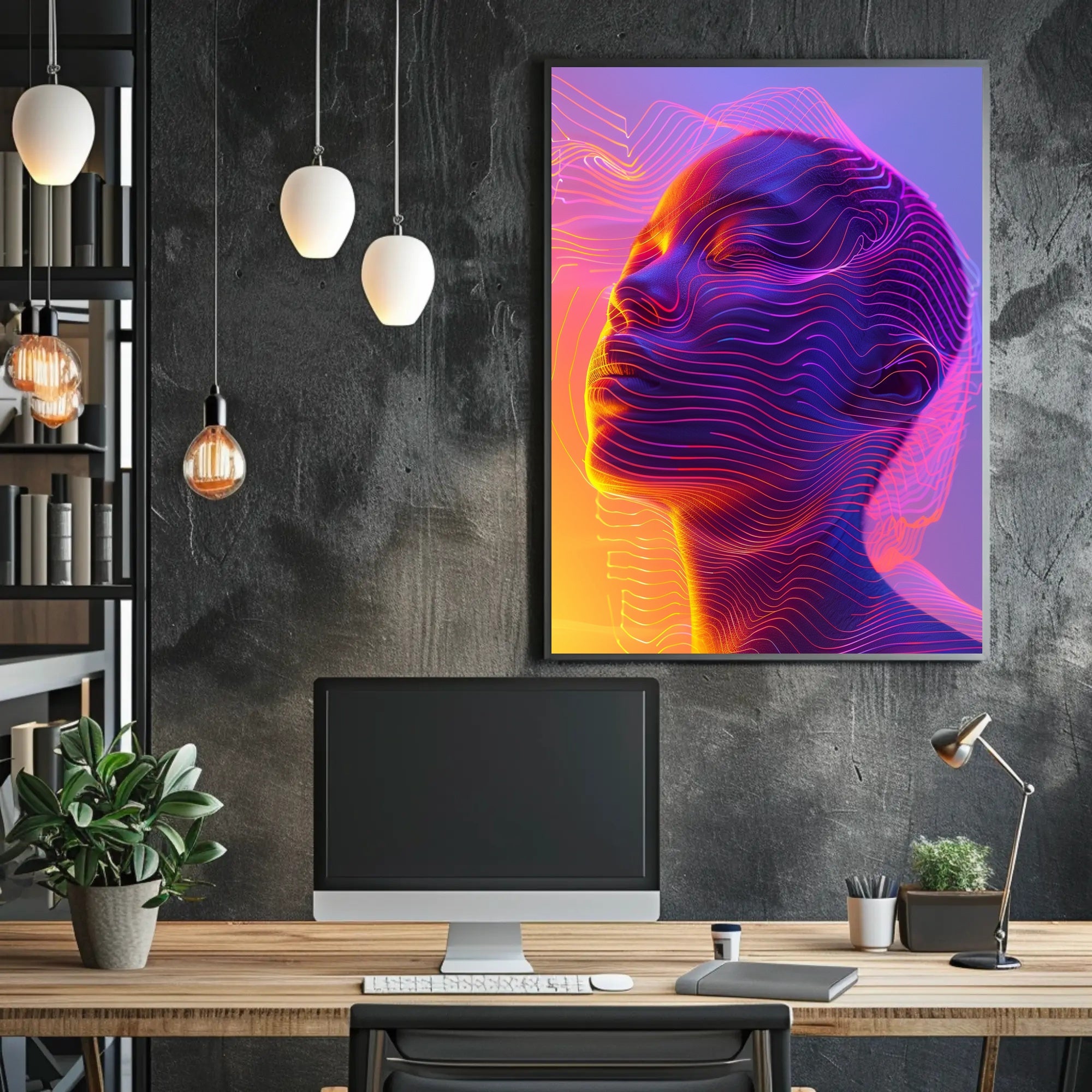 Futuristic Neon Abstract Art Poster - Futuristic Sci-Fi Poster PosterGoat