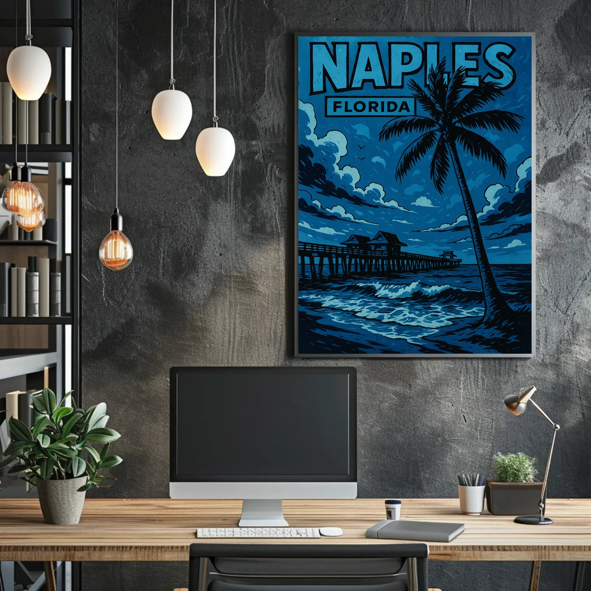 Naples Florida Poster Coastal Wall Art for Beach Decor
