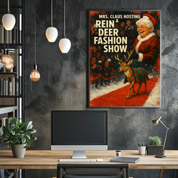 Mrs. Claus Reindeer Fashion Show Festive Pop Culture Poster