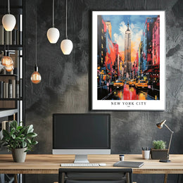 New York City Skyline Vibrant Urban Cityscape Poster PosterGoat