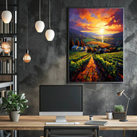 Sunset Over The Vineyard Poster